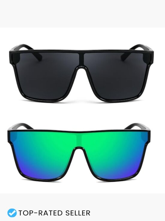 Oversized Square Flat Top Mirrored Sunglasses UV400 Protection Unisex Trendy main image 6